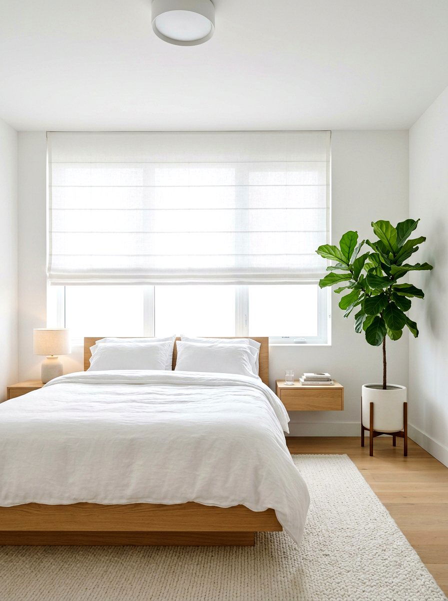 Minimalist white bedroom shades - 30 roman shade ideas