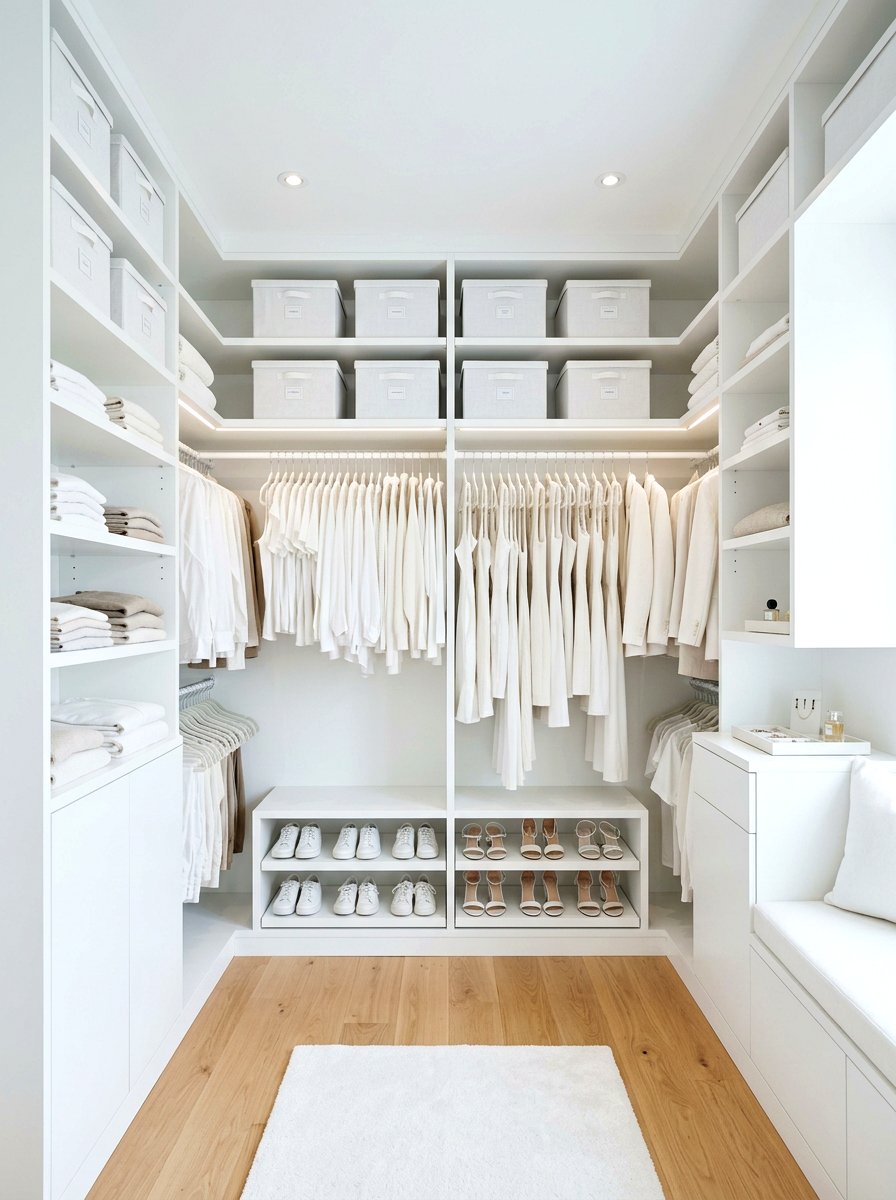 Minimalist white closet - 30 small walk in closet ideas