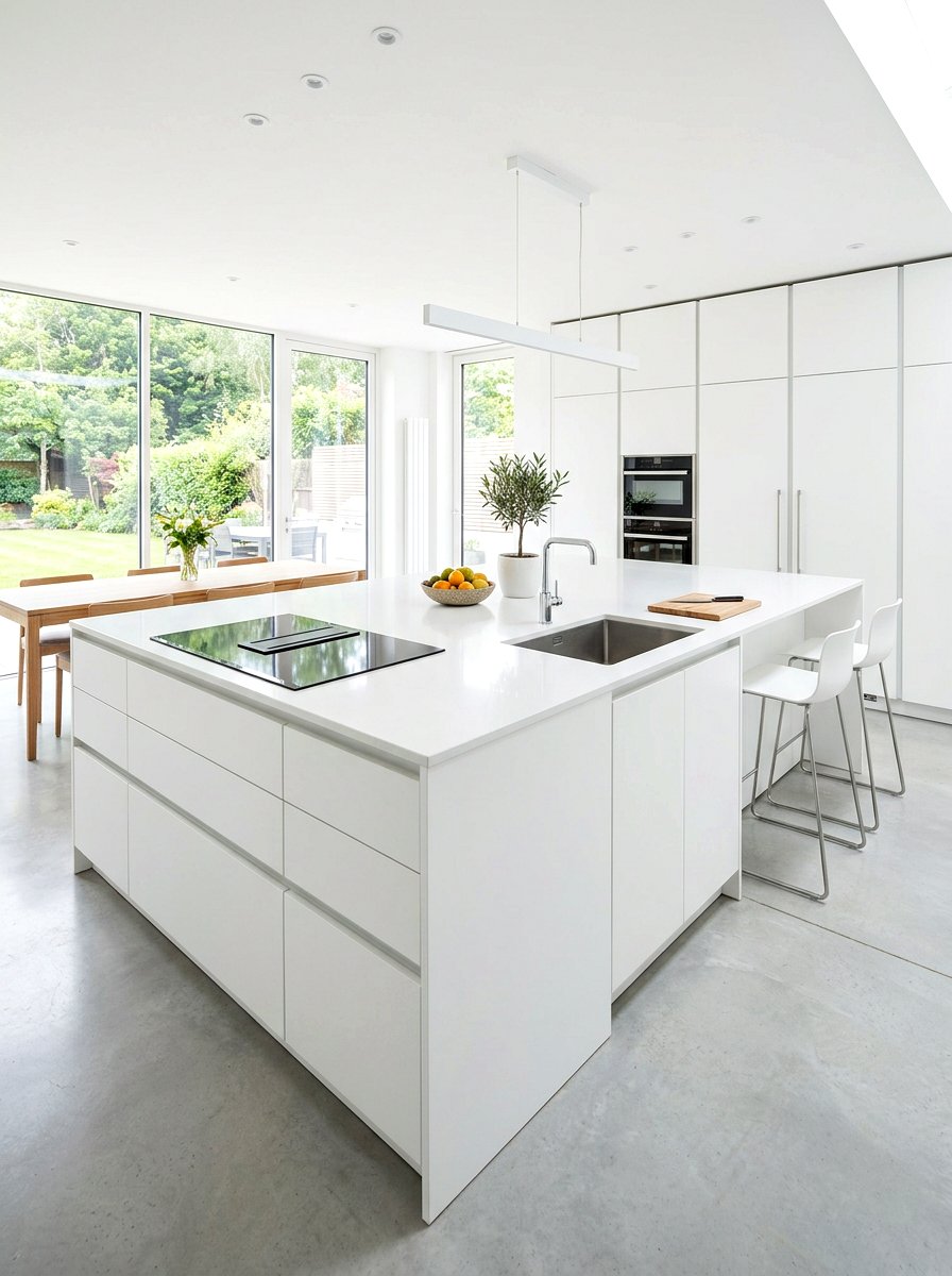 Minimalist white kitchen islands - 30 double island kitchen ideas