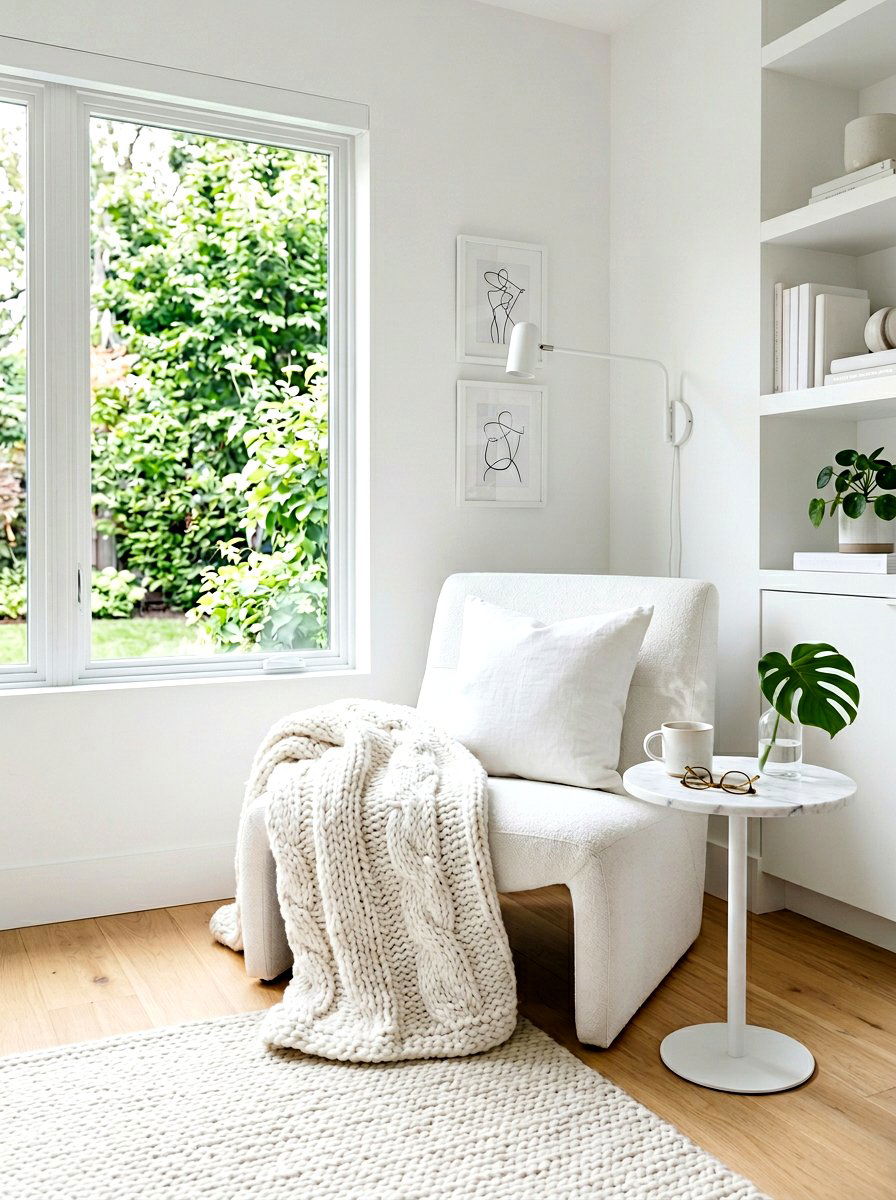 Minimalist white reading nook - 30 bright reading nook ideas
