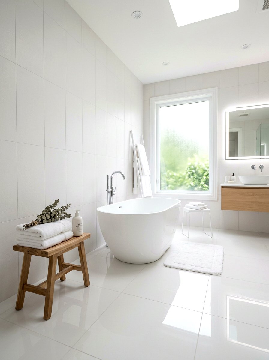 Minimalist white spa bathroom - 30 spa shower bathroom ideas