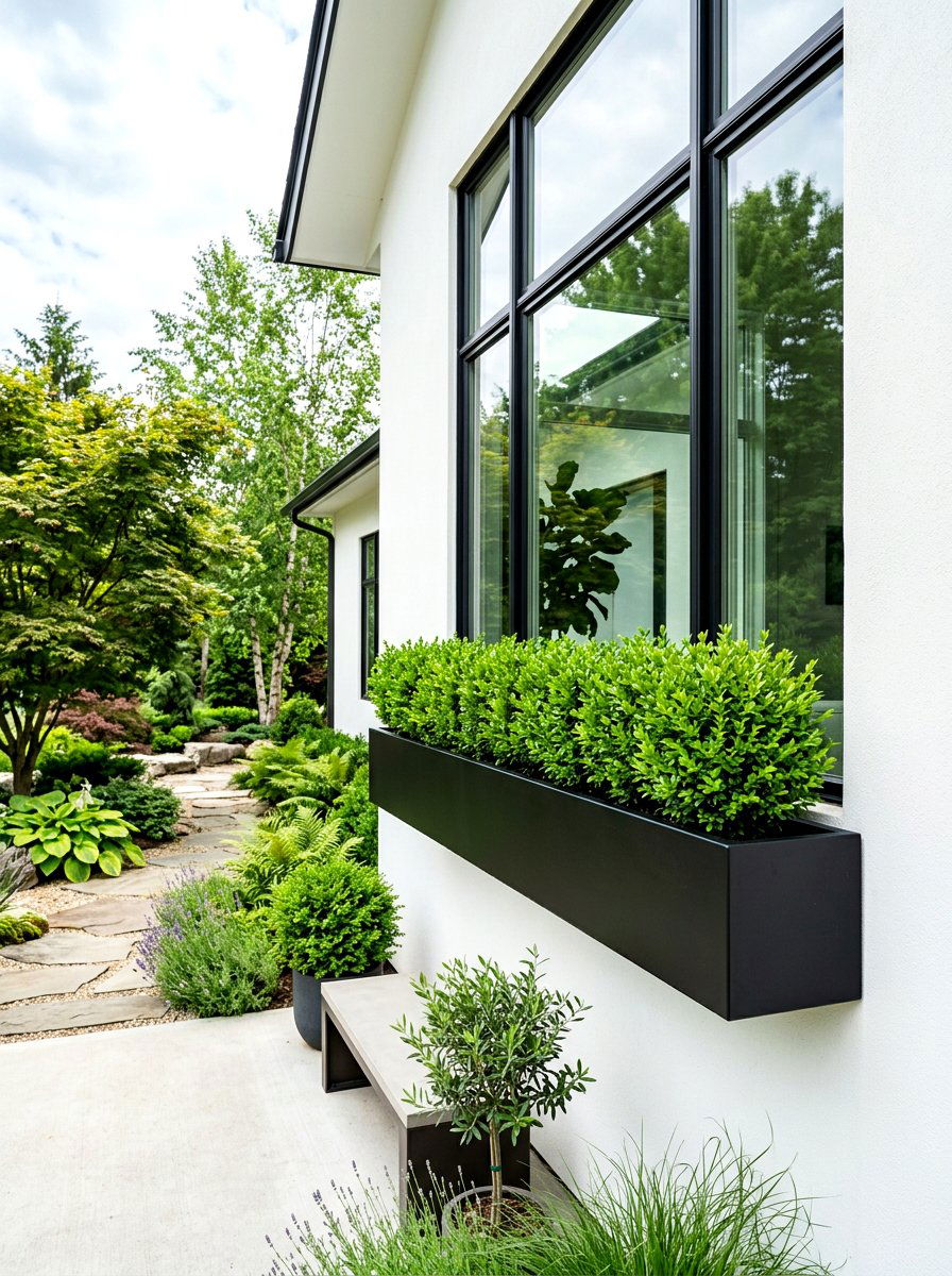 Minimalist window planter - 30 front window planter ideas