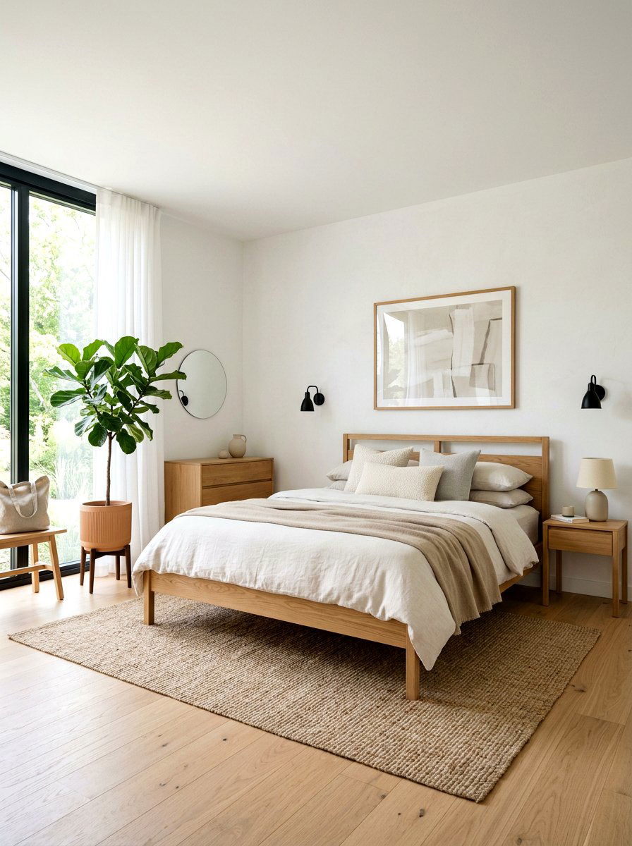 Minimalist wood bed frame - 30 earthy bedroom ideas