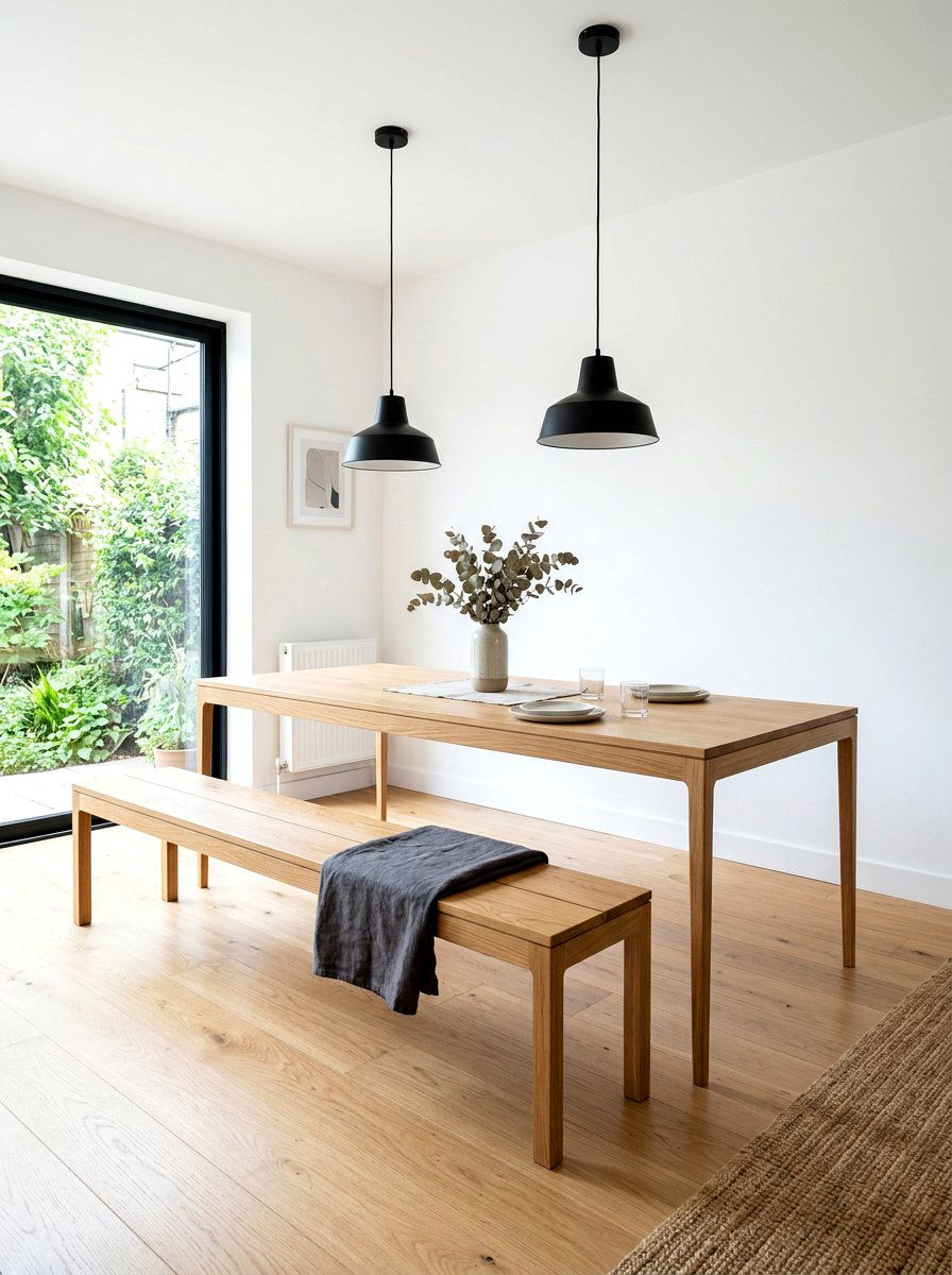 Minimalist wood bench - 30 banquette seating ideas