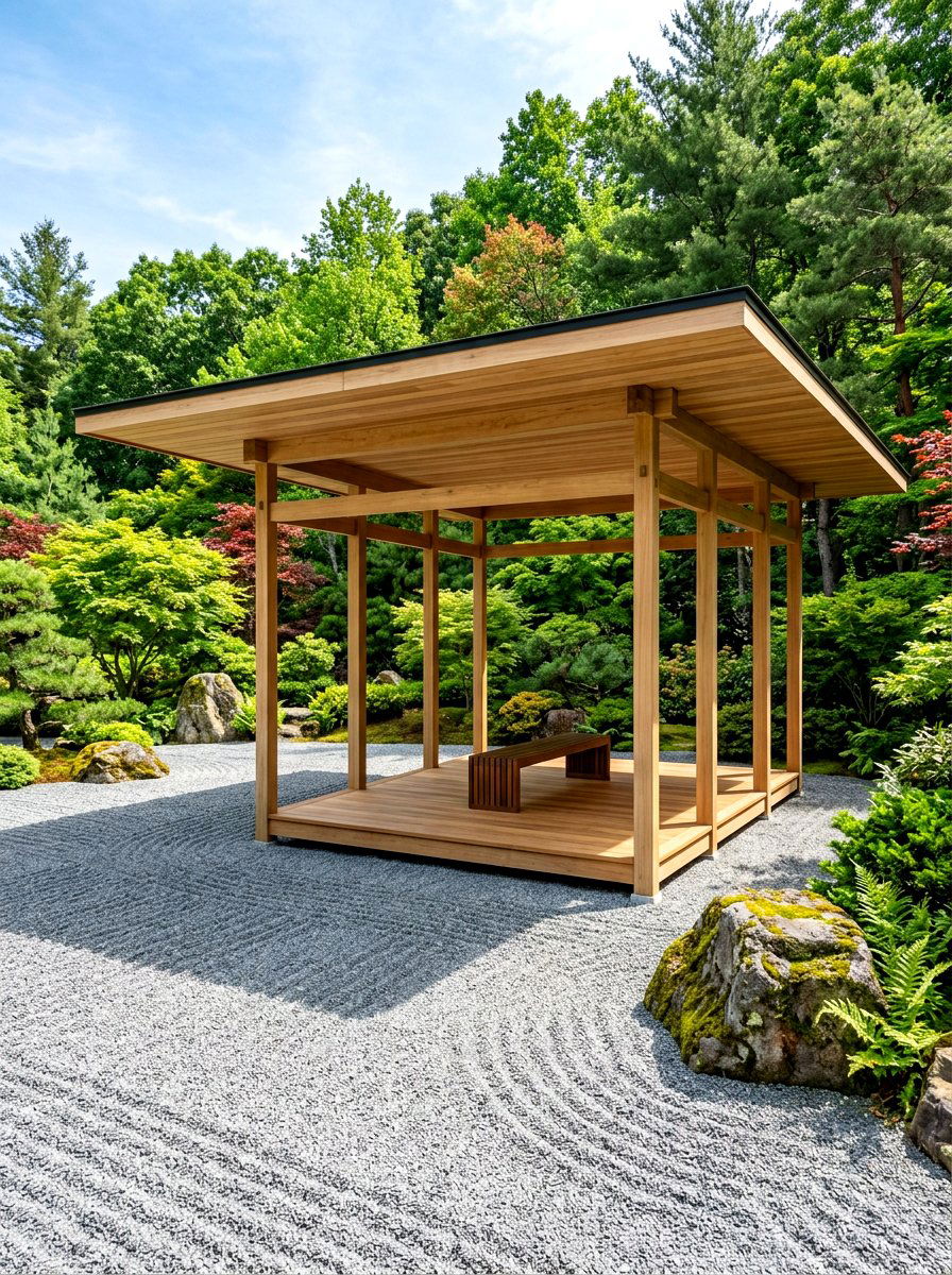 Minimalist wood pavilion - 30 hexagon pavilion ideas