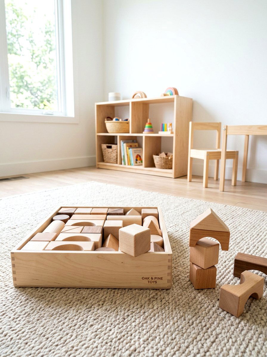 Minimalist wooden block set - 30 Montessori playroom aesthetic ideas