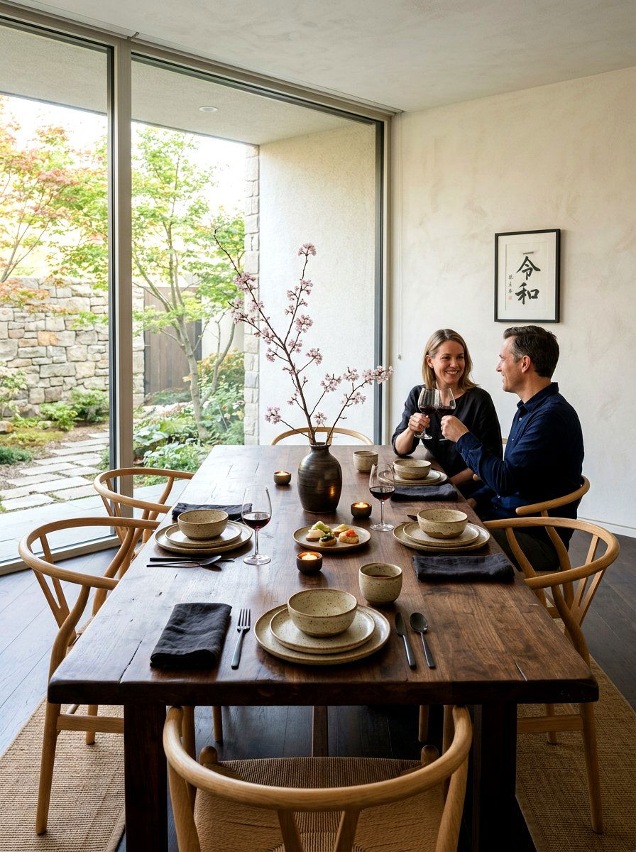 Minimalist zen dining room - 30 anniversary dinner at home ideas
