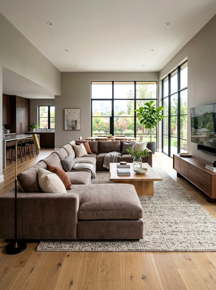 Mink colored sectional - 30 tonal brown living room ideas