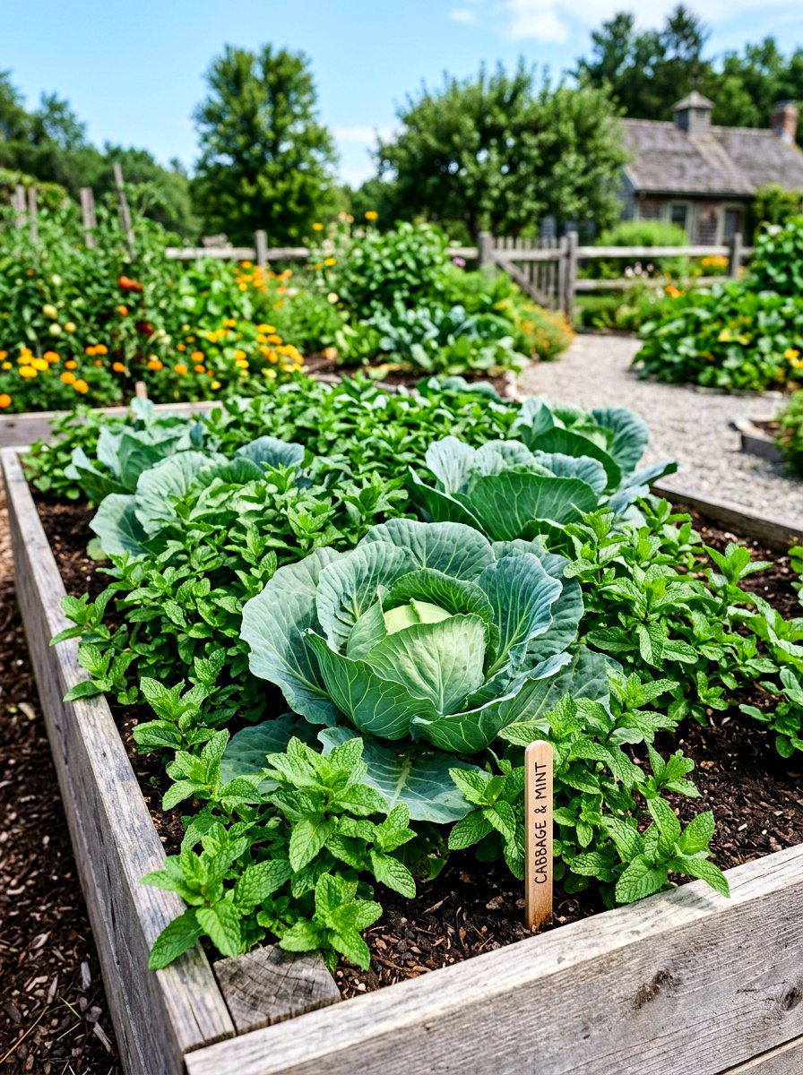Mint And Cabbage Companion Planting - 30 raised bed companion planting ideas