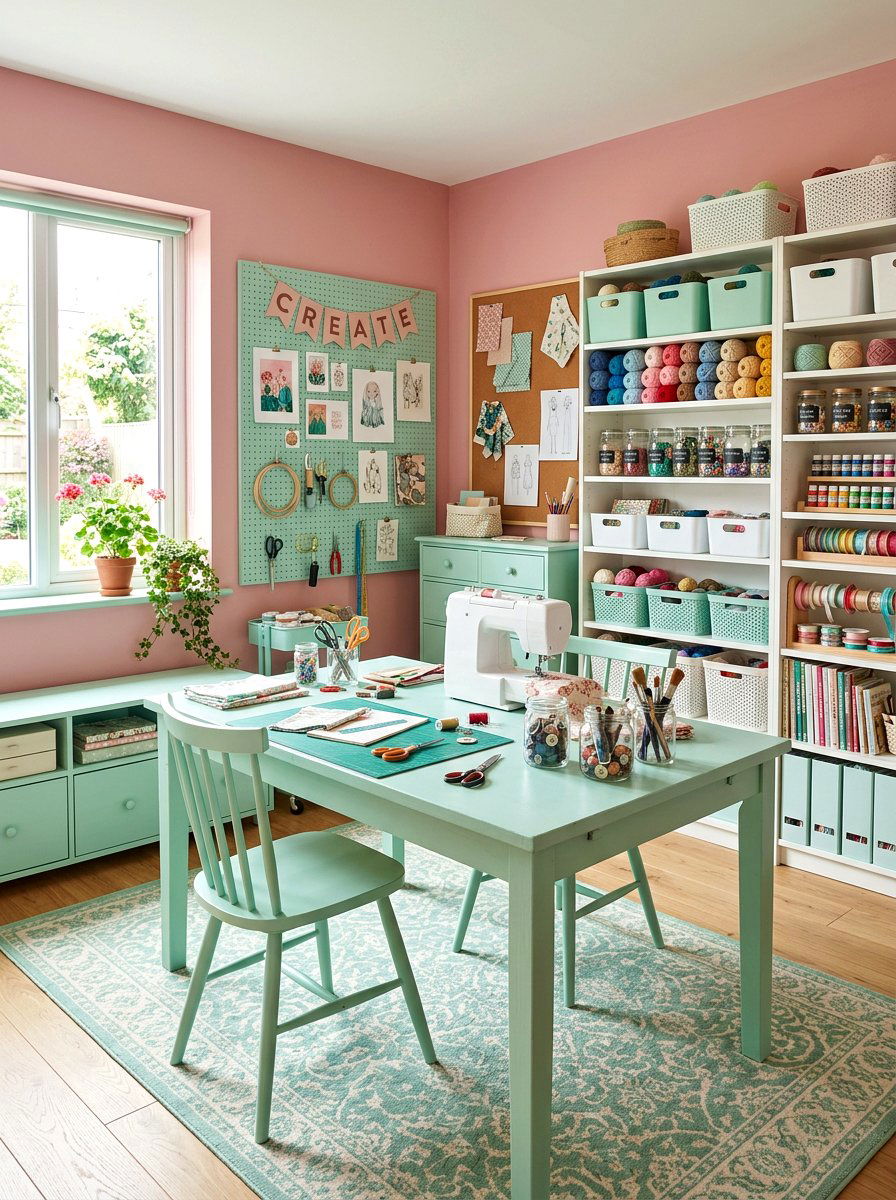 Mint And Rose Craft Room - 30 color blocked room ideas