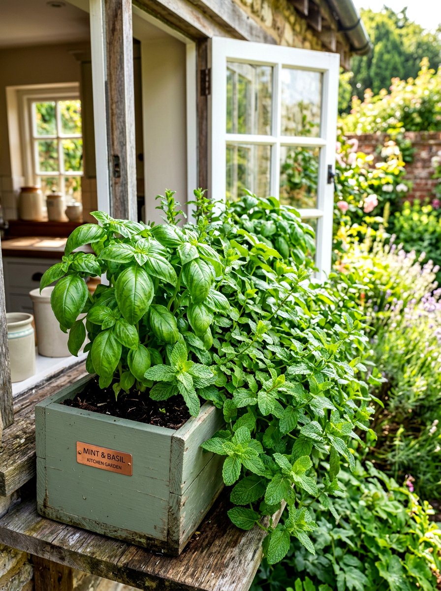 Mint Basil Window Box - 30 cottage window box ideas