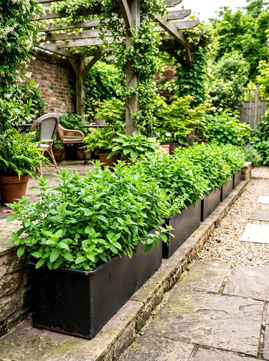 Mint Contained Border - 30 herb border garden ideas