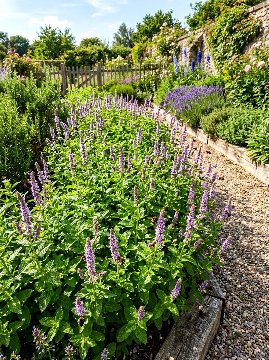 Mint Flowering Bed - 30 edible flower garden ideas
