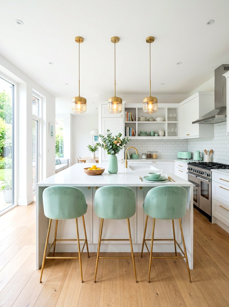 Mint Green Accent - 30 spring kitchen decor ideas