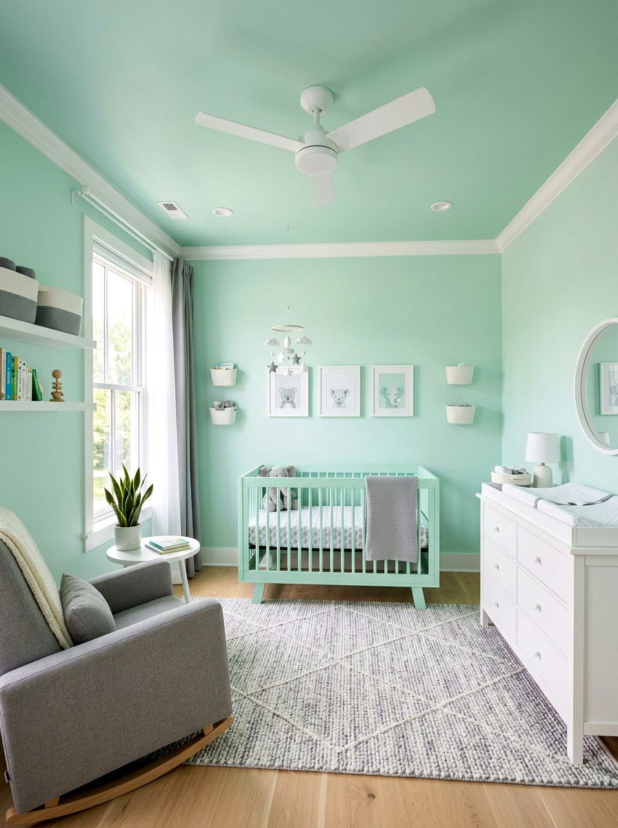 Mint Green Baby Room - 30 color drenched kids room ideas