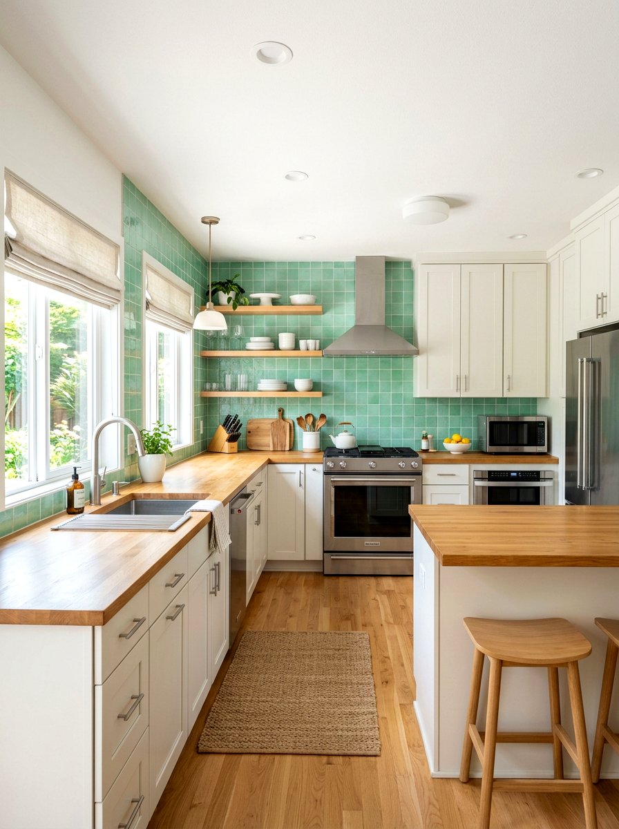 Mint Green Backsplash - 30 retro kitchen ideas