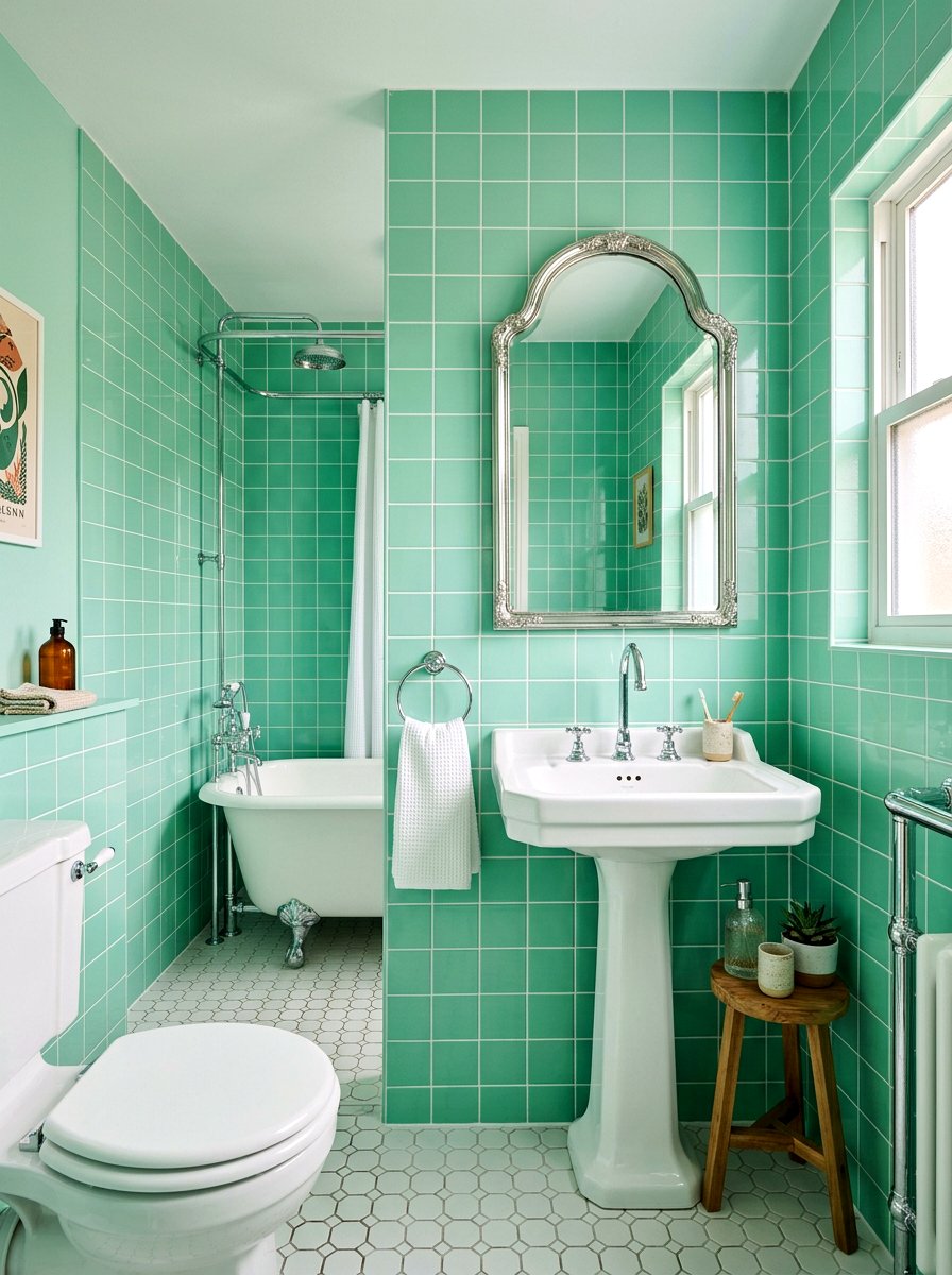Mint Green Bathroom - 30 tiny room big color ideas