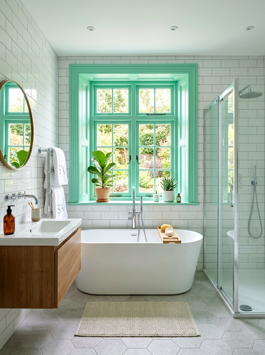 Mint Green Bathroom Window Trim White Walls - 30 contrast trim wall ideas