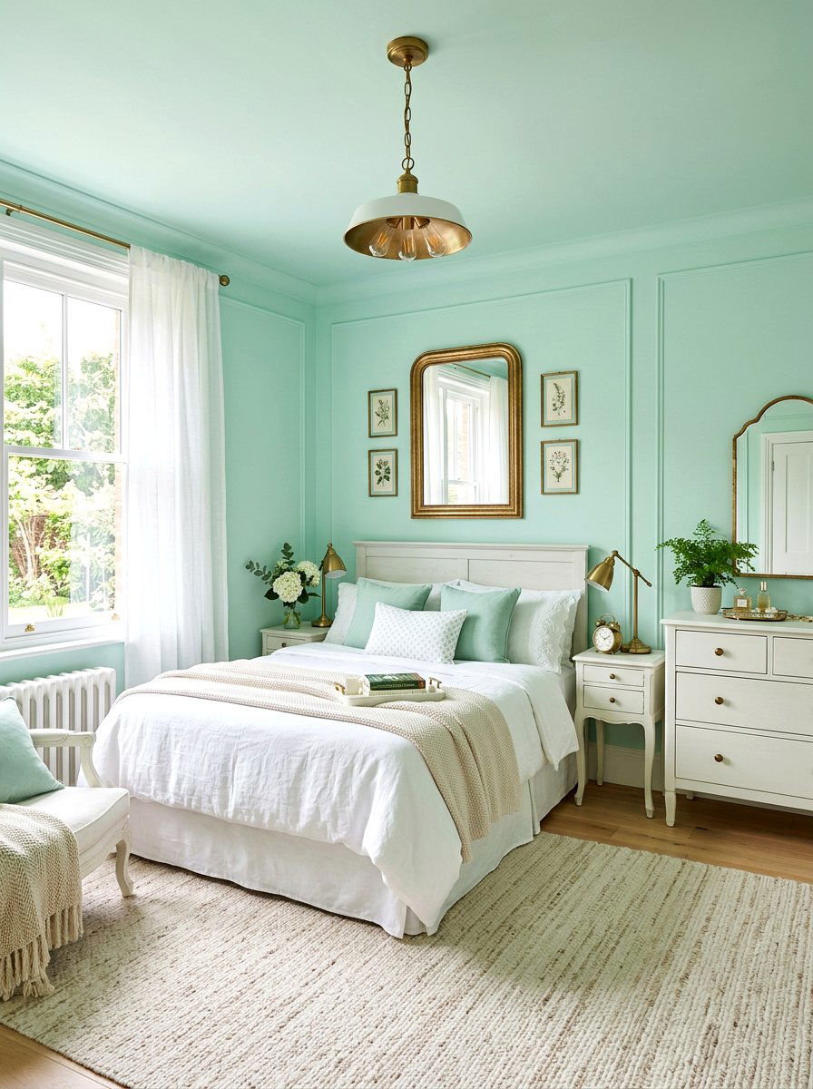 Mint Green Bedroom - 30 color drenched bedroom ideas