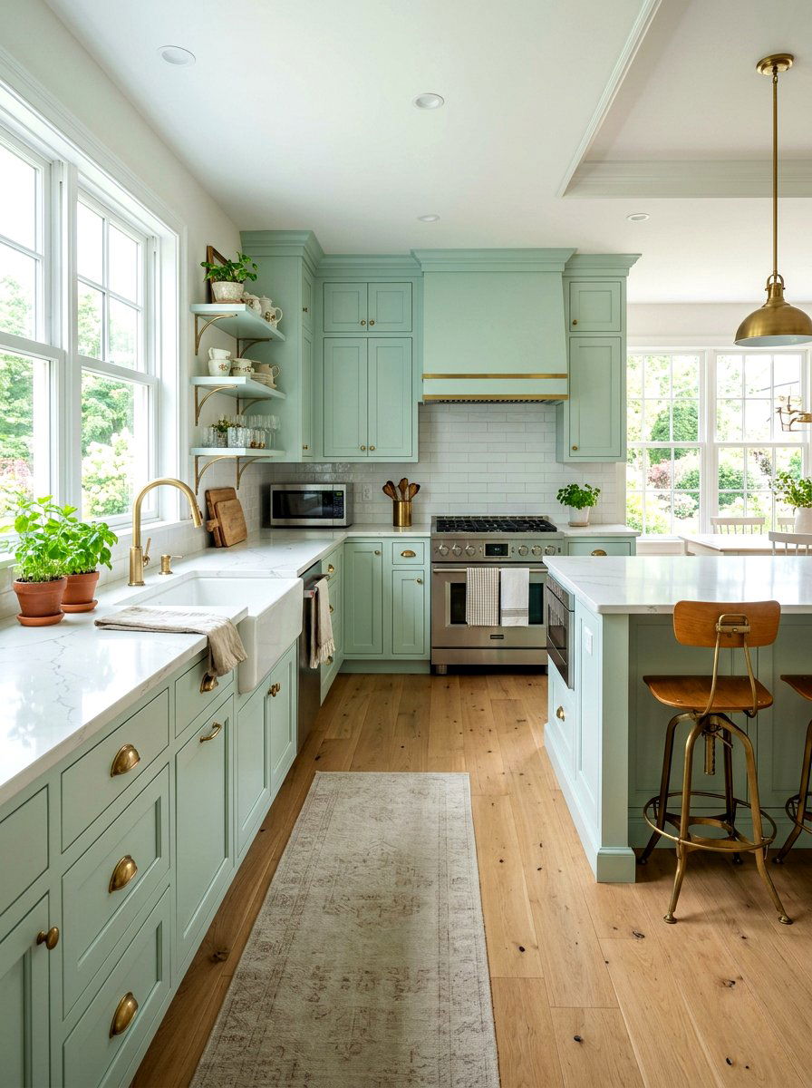 Mint Green Cabinet Paint - 30 vintage cottage kitchen ideas