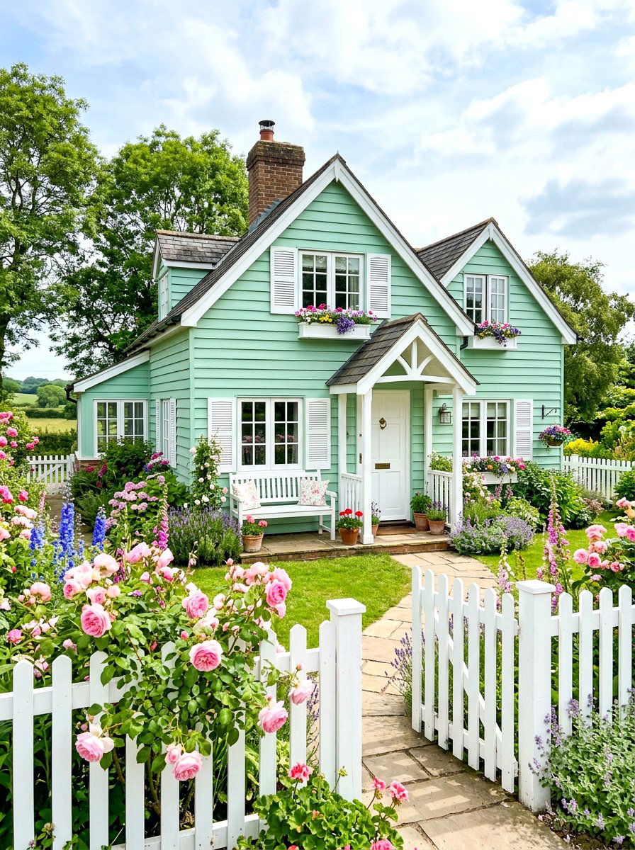 Mint Green Cottage - 30 green house exterior ideas