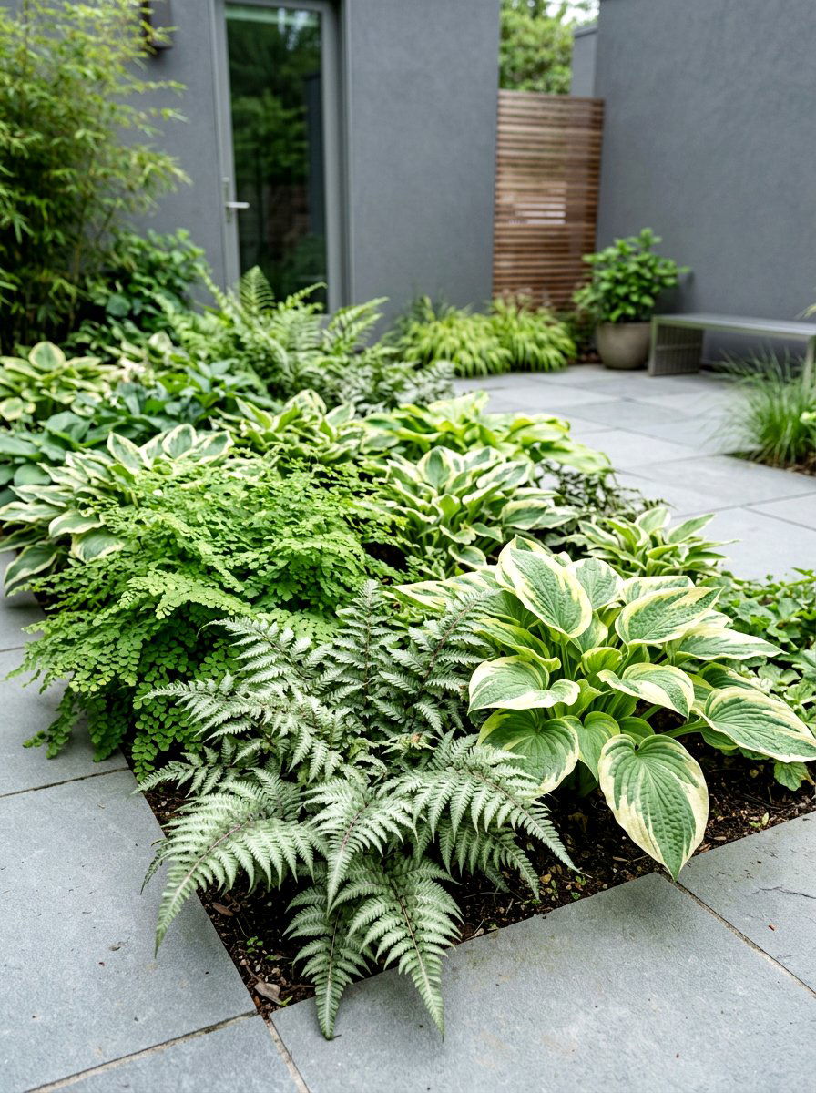 Mint Green Fern Pastel Hosta Bed - 30 pastel flower bed ideas