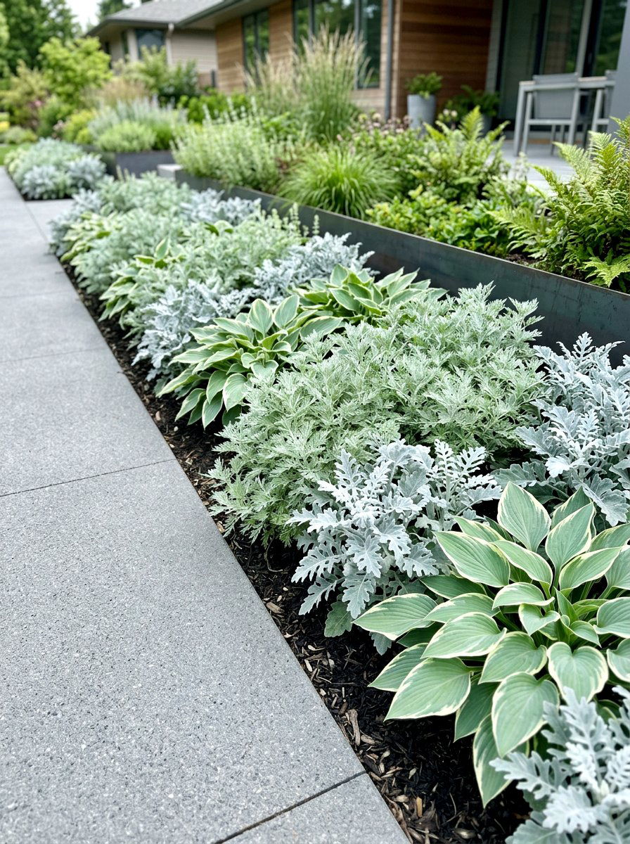 Mint Green Foliage Mix - 30 pastel flower bed ideas