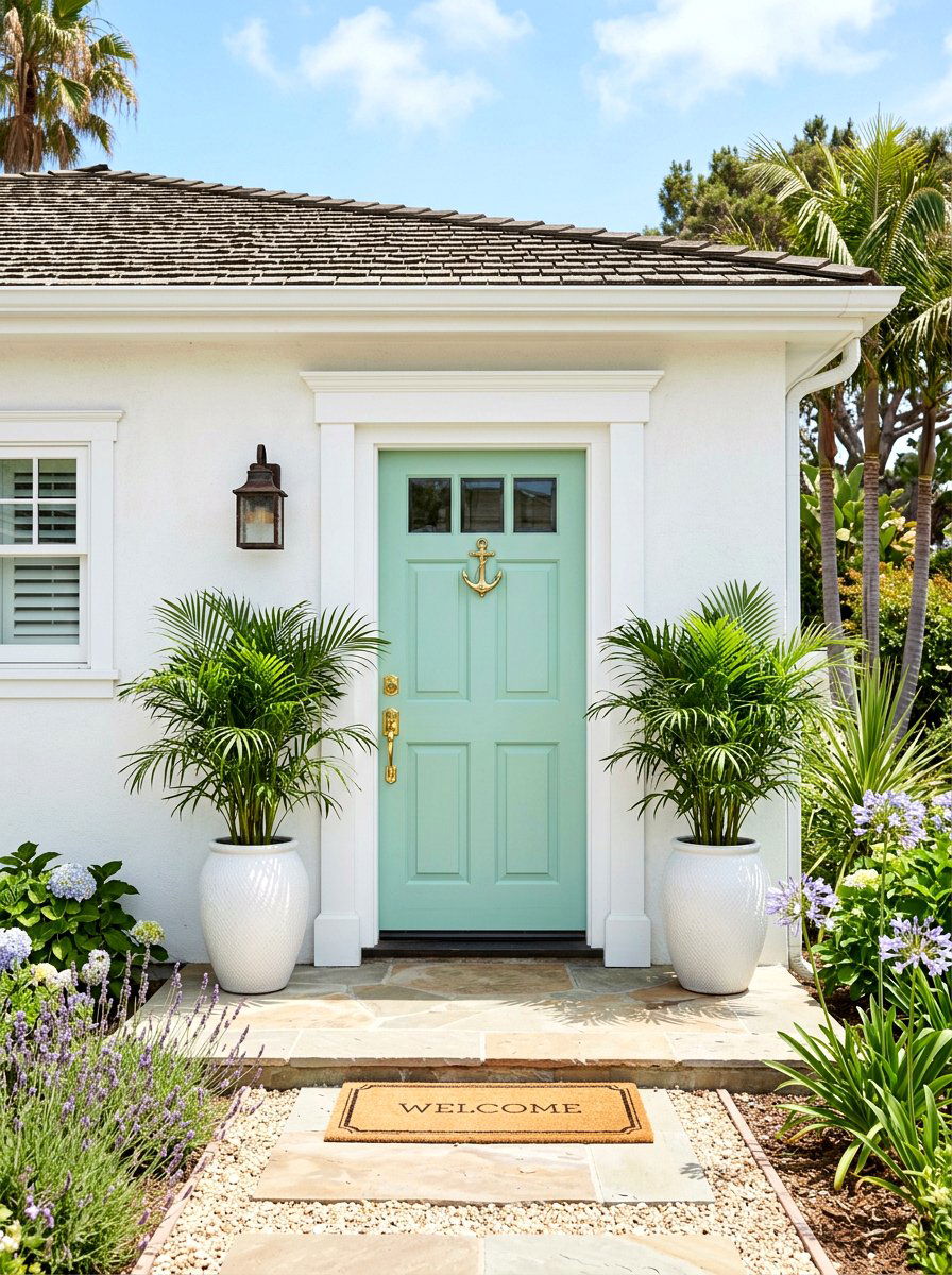 Mint Green Front Door - 30 palm beach decor ideas