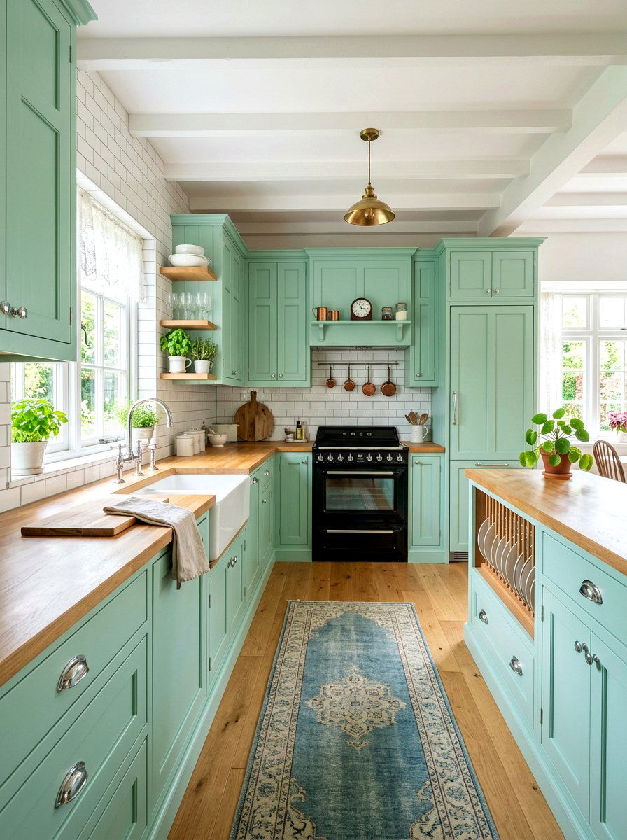 Mint Green Kitchen Cabinets - 30 painted kitchen cabinet ideas
