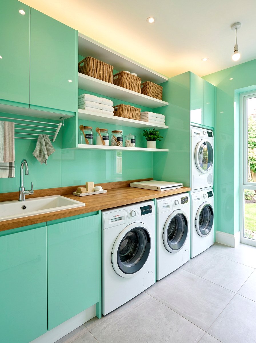 Mint Green Lacquer Laundry - 30 lacquered room ideas
