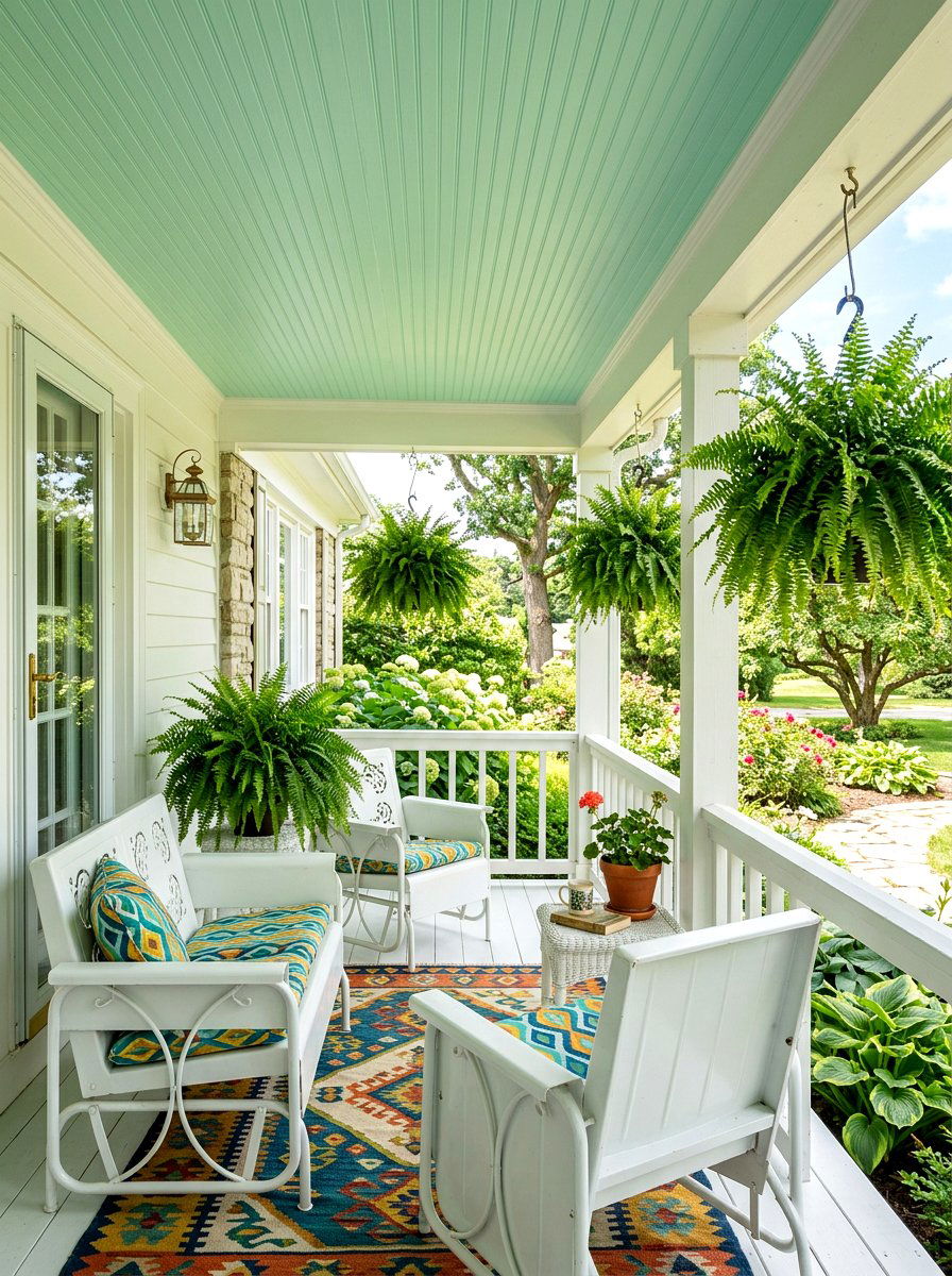 Mint Green Porch - 30 porch ceiling paint ideas