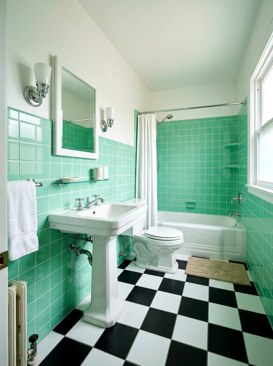 Mint Green Retro Bathroom - 30 green bathroom ideas
