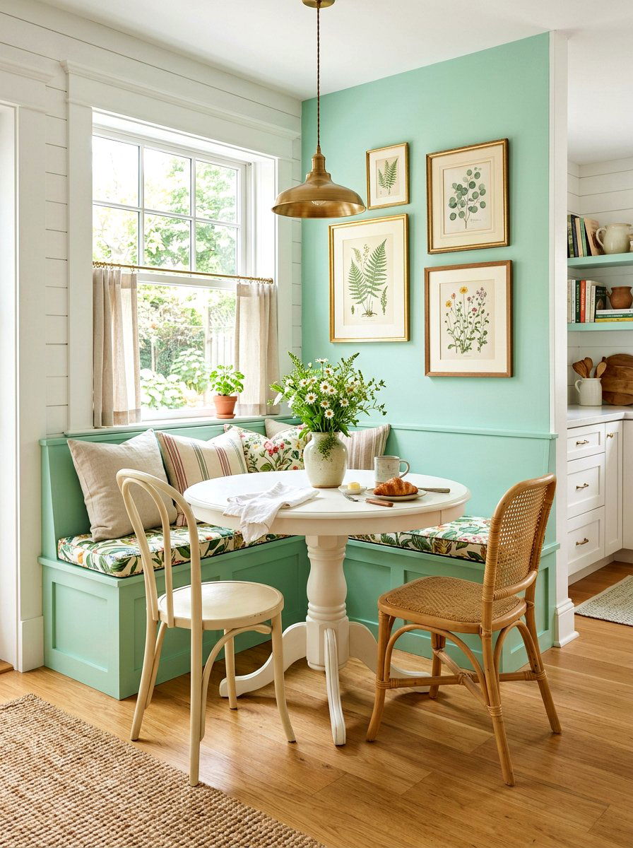 Mint Green Small Breakfast Nook - 30 small room big color ideas