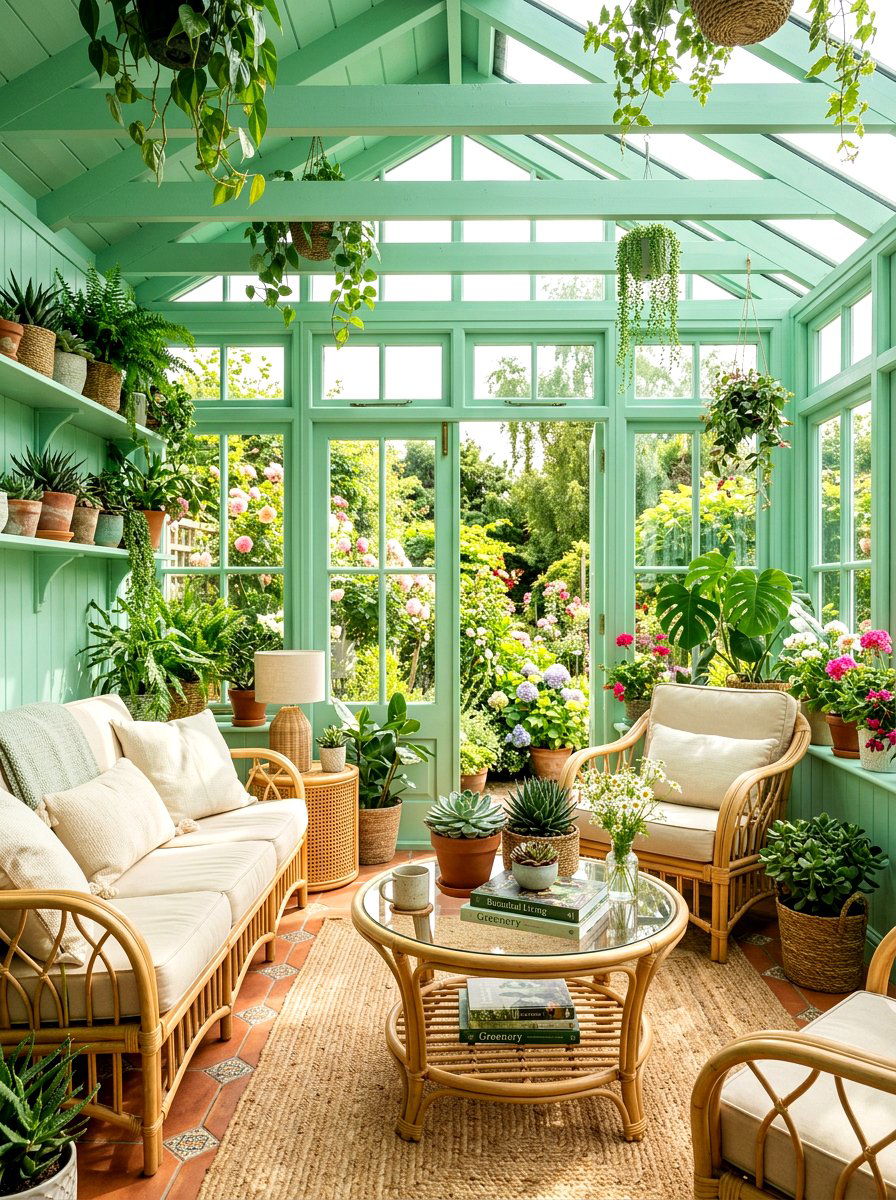 Mint Green Sunroom - 30 botanical drench room ideas