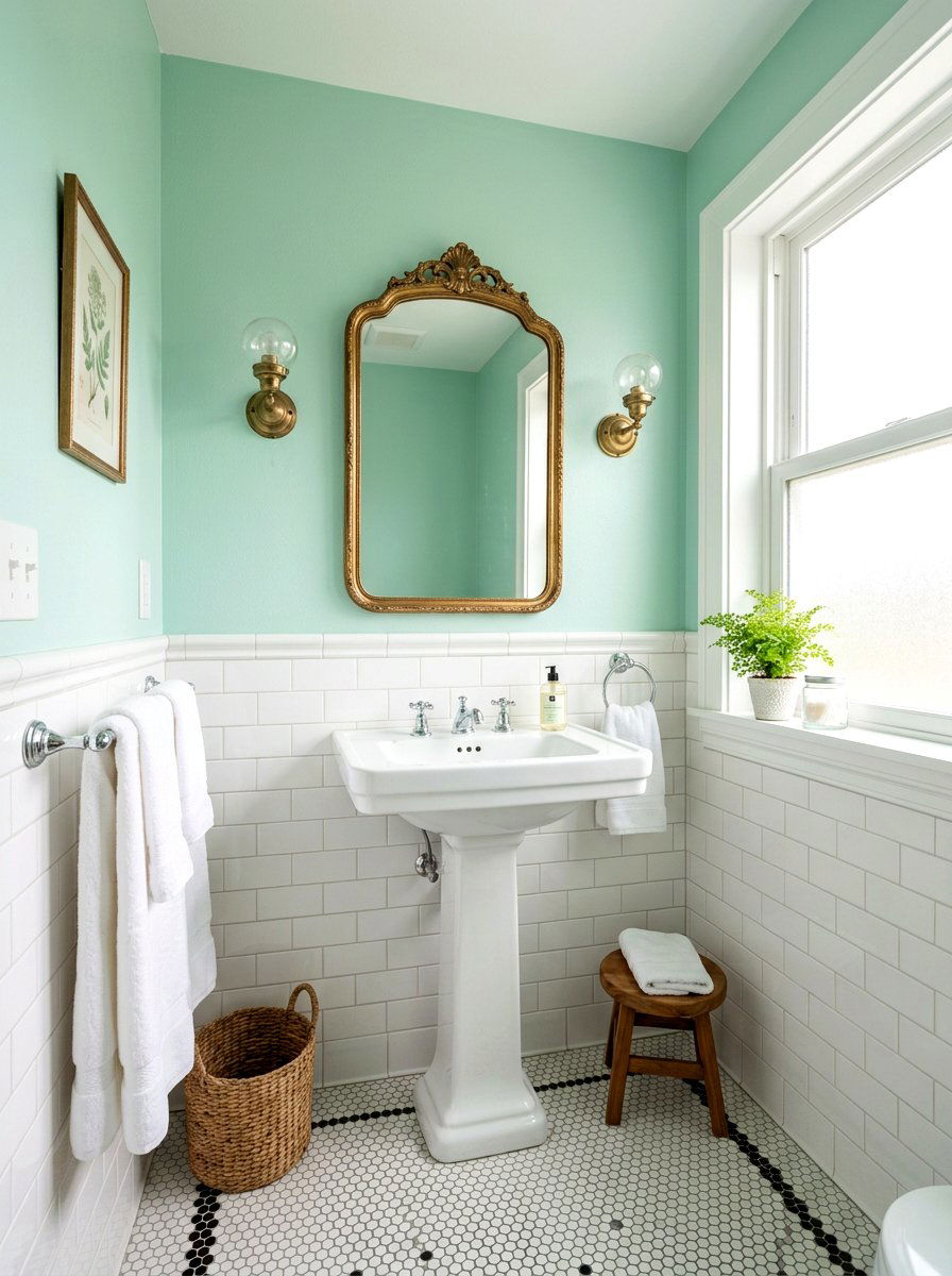 Mint Green Wall Bathroom - 30 green and white bathroom ideas