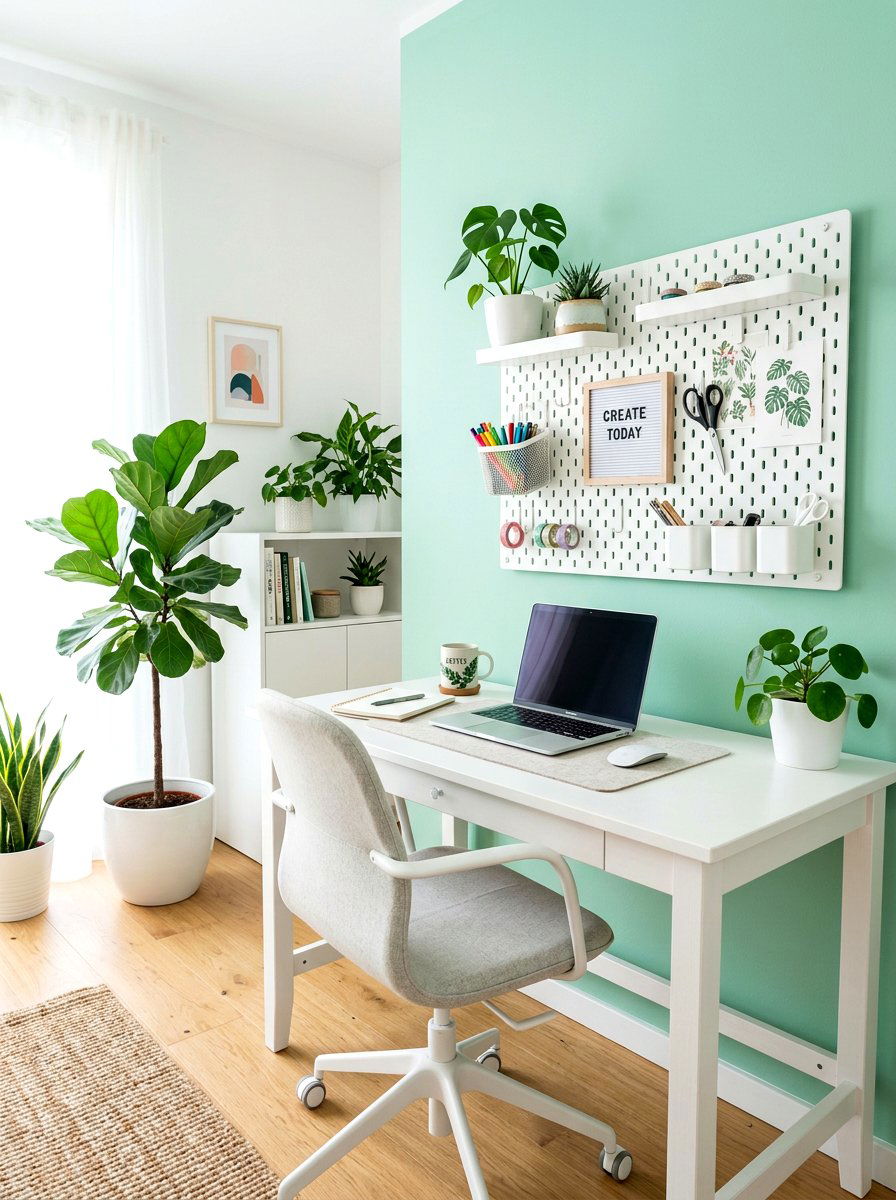 Mint Green Wall - 30 office accent paint ideas