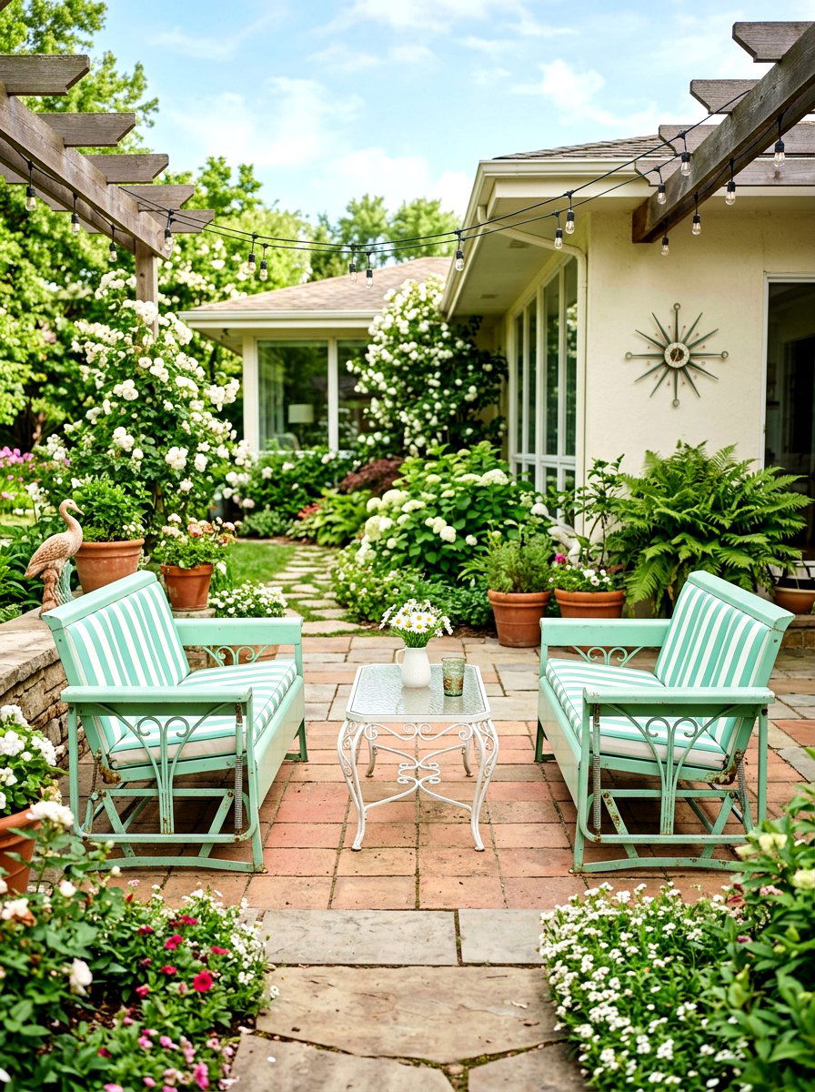 Mint Stripe Vintage Patio - 30 cabana stripe patio ideas
