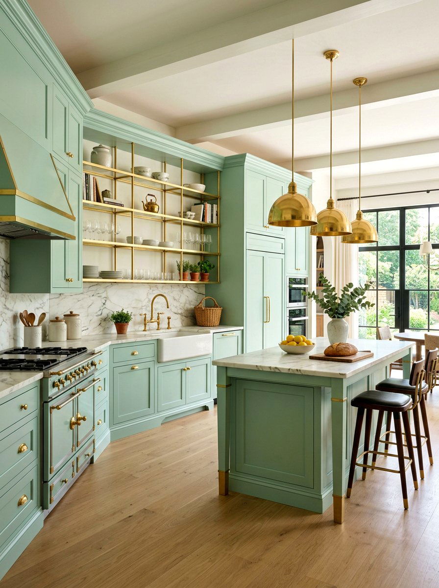 Mint and brass kitchen - 30 mint kitchen ideas
