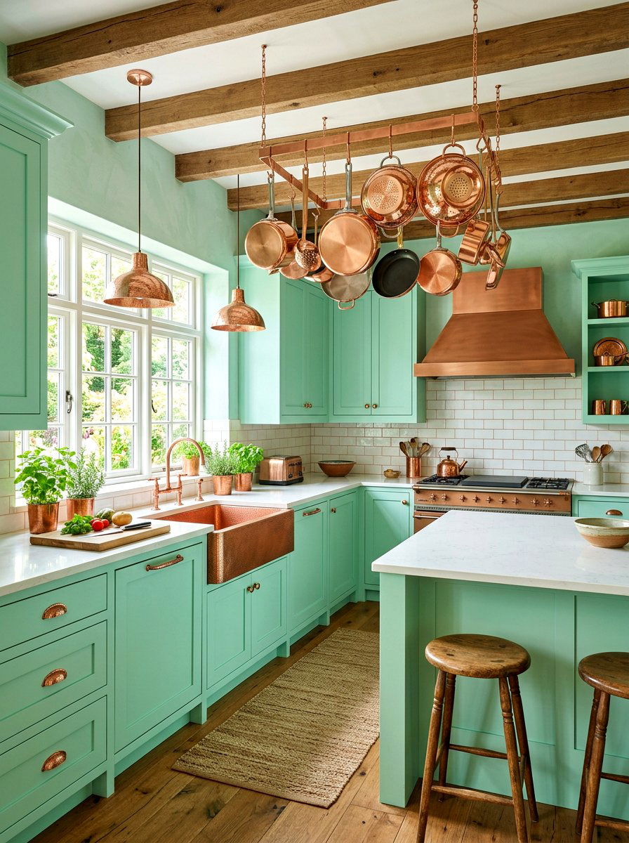 Mint and copper kitchen - 30 mint kitchen ideas