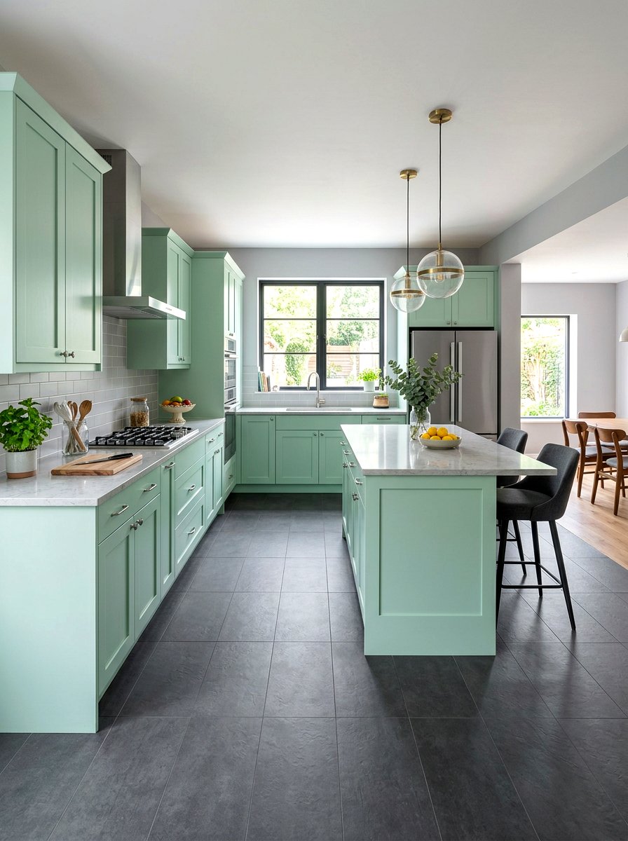 Mint and grey kitchen - 30 mint kitchen ideas
