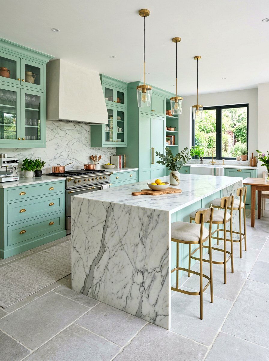 Mint and marble kitchen - 30 mint kitchen ideas