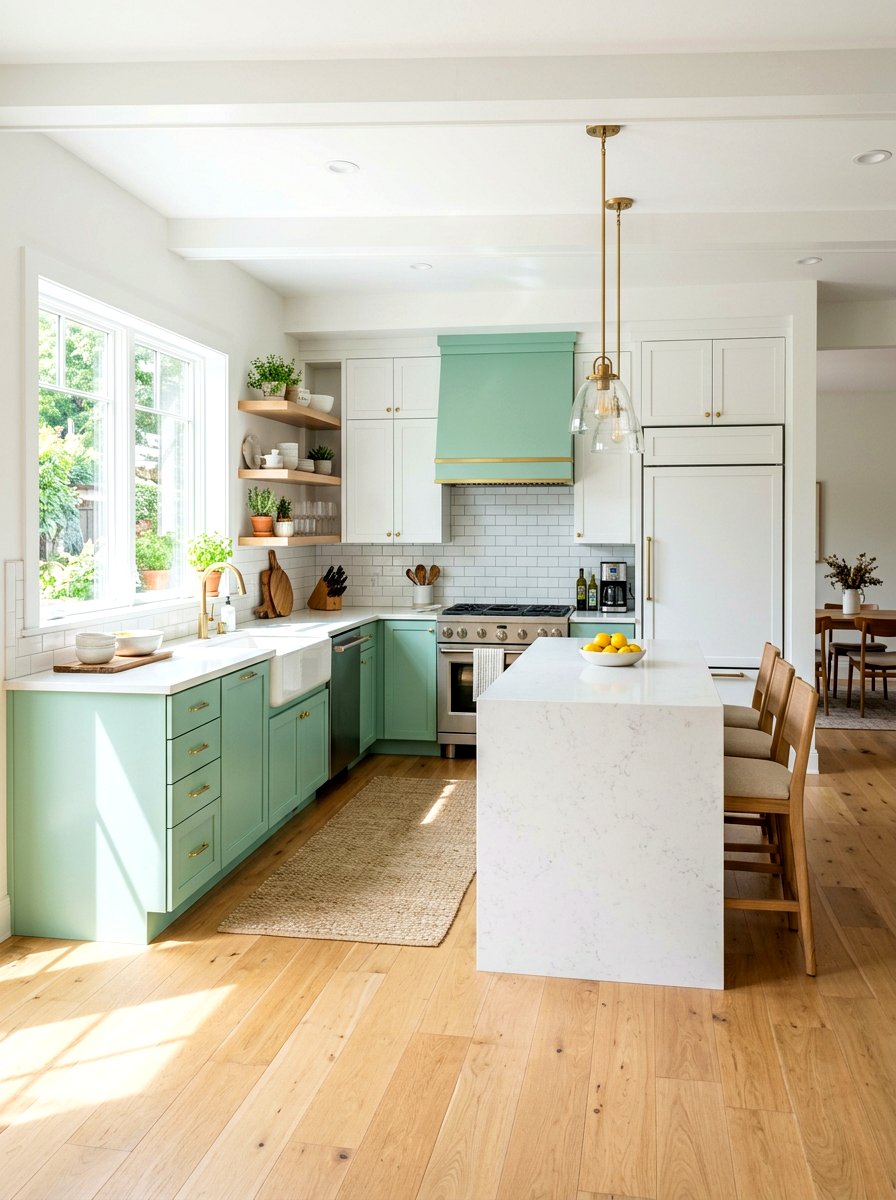Mint and white kitchen - 30 mint kitchen ideas