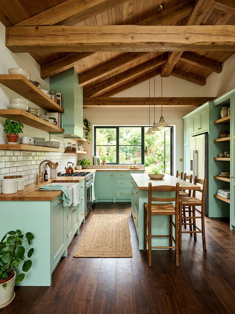 Mint and wood kitchen - 30 mint kitchen ideas