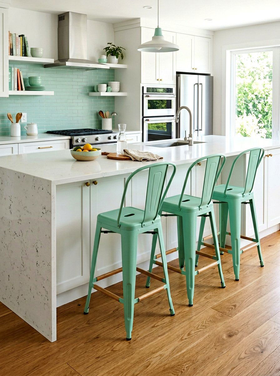 Mint bar stools kitchen - 30 mint kitchen ideas
