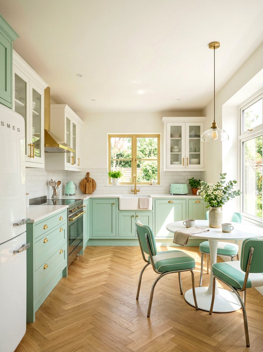 Mint green and white kitchen cabinets - 30 two tone kitchen cabinet ideas