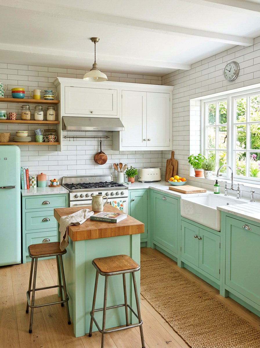 Mint green and white kitchen cabinets - 30 kitchen paint cabinet combo ideas