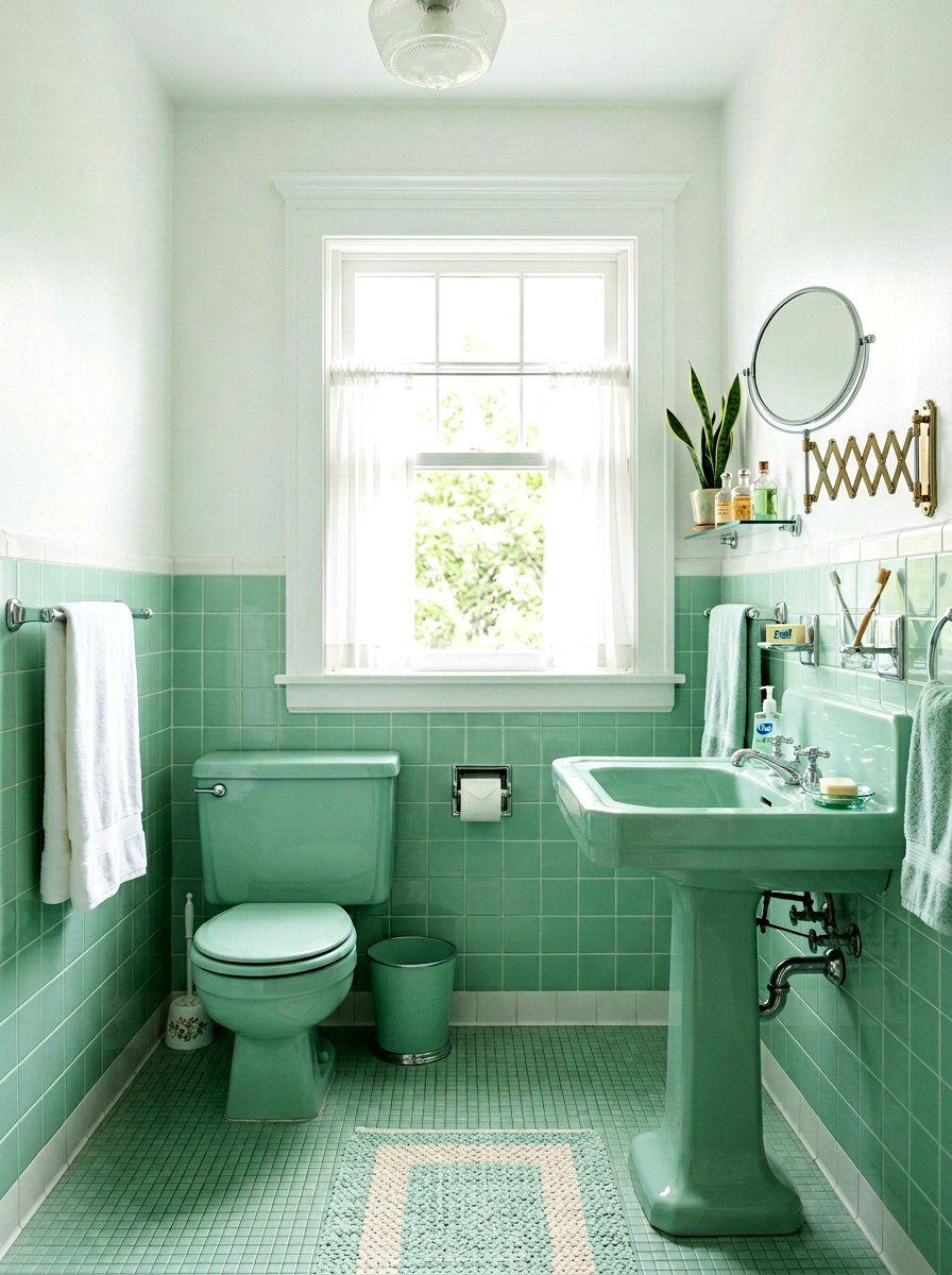 Mint green bathroom - 30 retro bathroom ideas