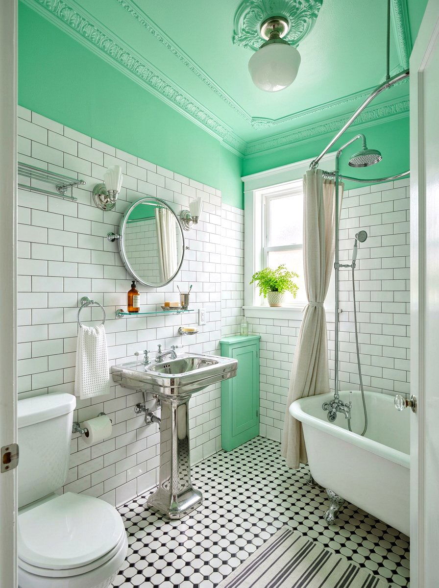 Mint green ceiling - 30 painted ceiling ideas