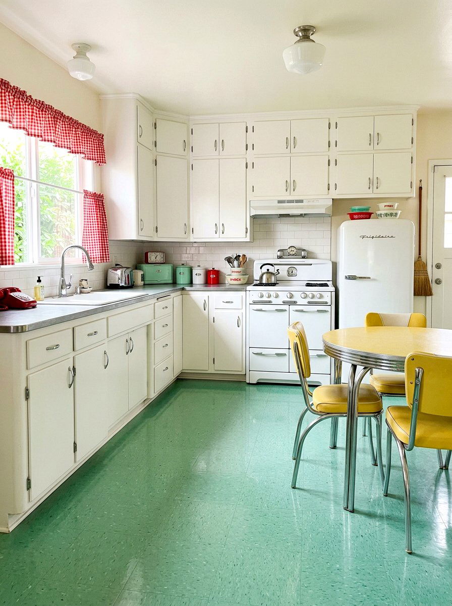 Mint green floor - 30 painted floor ideas