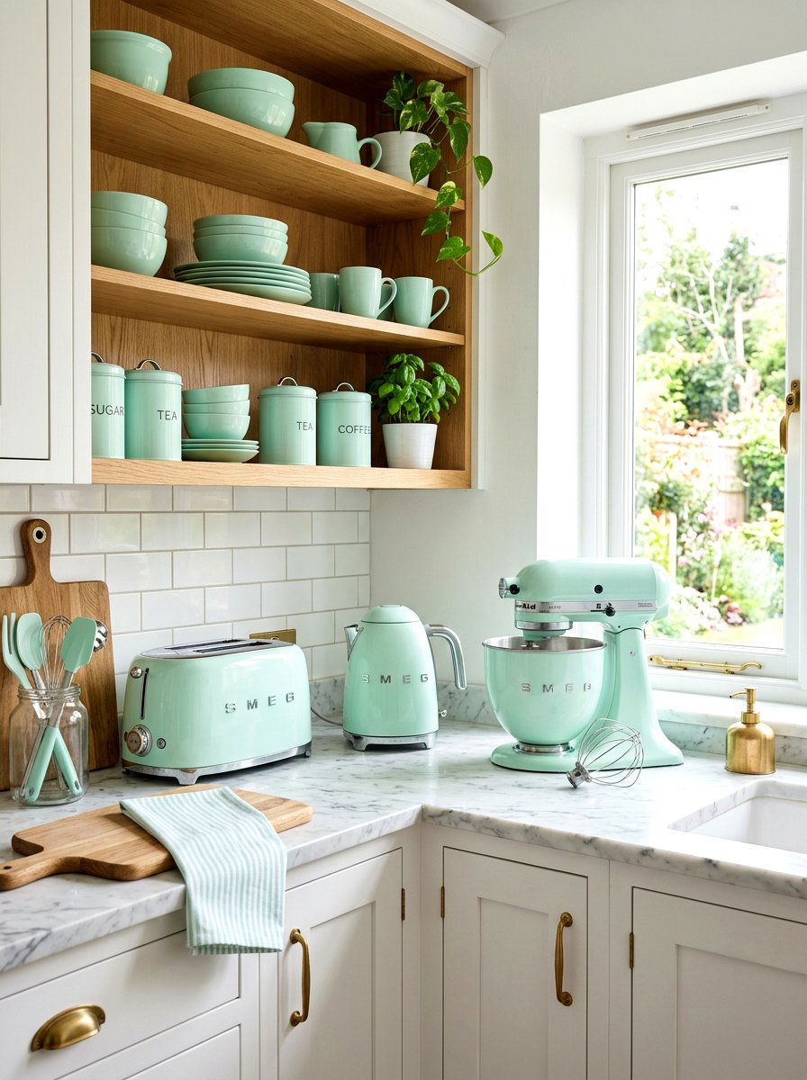 Mint green kitchen accessories - 30 mint kitchen ideas